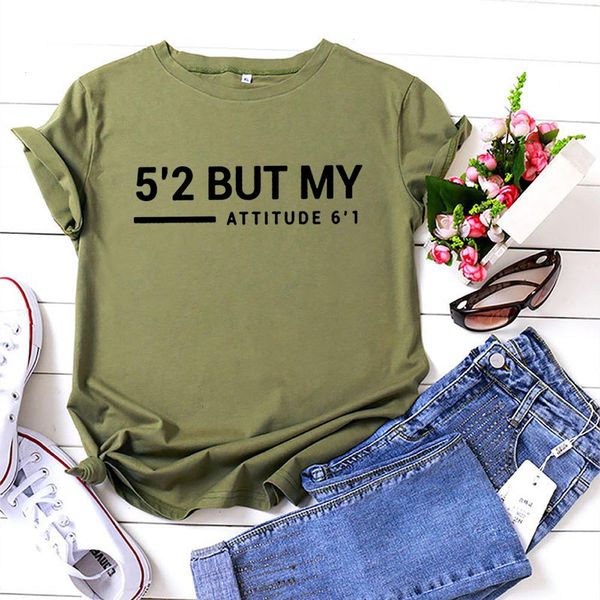 

52 but my attitude 61 tee shirt woman fashion letter pattern camiseta mujer short, White