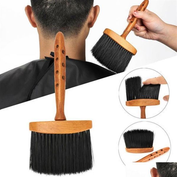 

hair brushes wooden handle soft neck face duster brush barber hair cleaning hairbrush dust remover salon hairdressing cutting tool245 dhqot, Silver