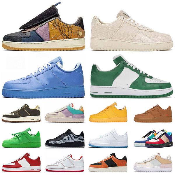 

designer 1 one low basketball shoes men women virgil ablohs skeleton cactus jack mca black white university gold uv reactive raiders