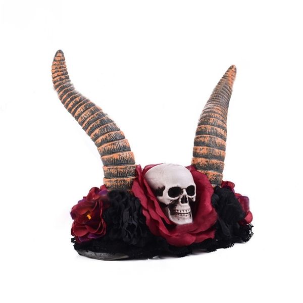 

headbands halloween demon horn tiaras and crowns skull headwear antelope devil horns drop 220912, Silver