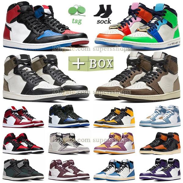 

1s 3 high og basketball shoes man woman wihth box jumpman 1 mid diamond valentines day chicago reimagined brother hood cactus jack dark, Black