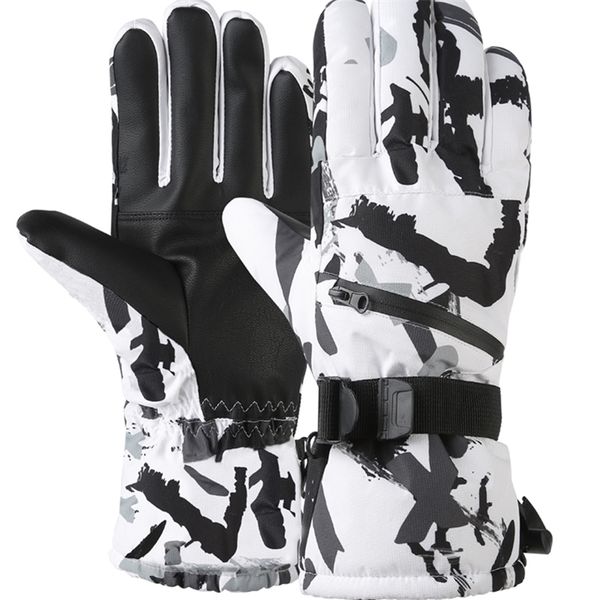 

ski gloves winter snowboard pu leather nonslip touch screen waterproof motorcycle cycling fleece warm snow 220912