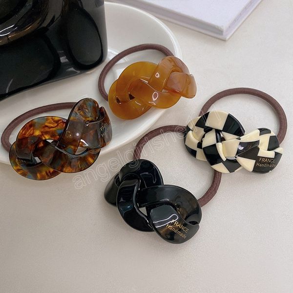 

korea women acrylic chain hair bands elastic rubber band ponytail holder gum for hair ties scrunchies hairband, Slivery;white