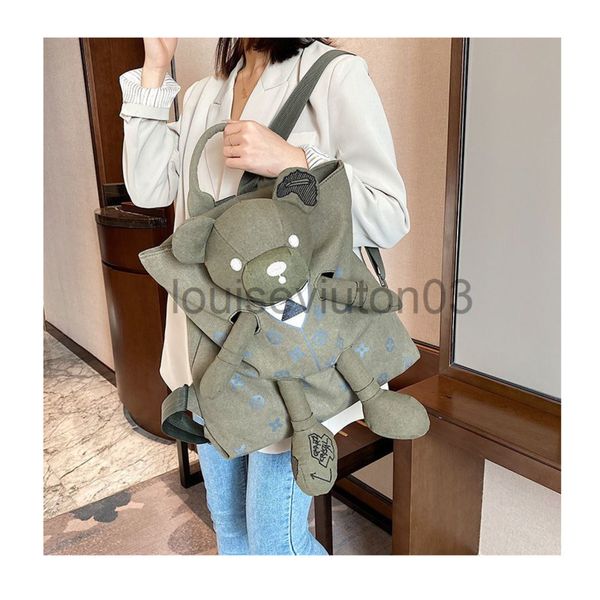 

designer basketball school cartoon doll bear backpack mens womans tote shoulder handbag messenger casual fashion high capacity tudent hip ho