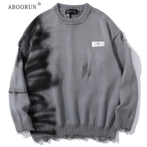 

mens sweaters aboorun mens hi street graffiti ripped hole sweater hip hop streetwear loose knitwear pullover for couples 220912, White;black