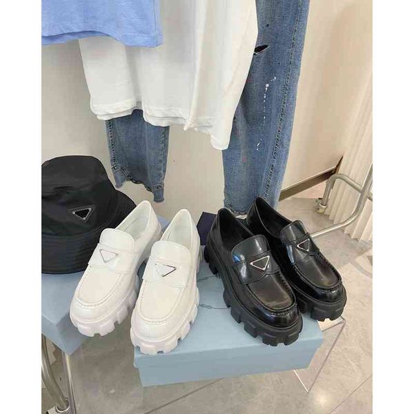 

muffin dress shoes thick soled high rise small leather shoes female british style one foot wearing lazy black lofook versatile 175j