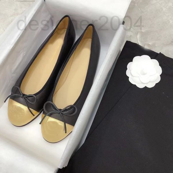 

sandals designer high version double-c bow small fragrance flat shoes versatile heels women spring round head shallow mouth ballet cl32, Black