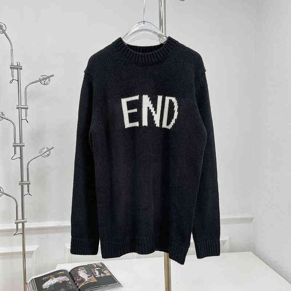 

women's hoodies sweatshirts end chest jacquard large loose woolen casual men's sweaters italy style, Black