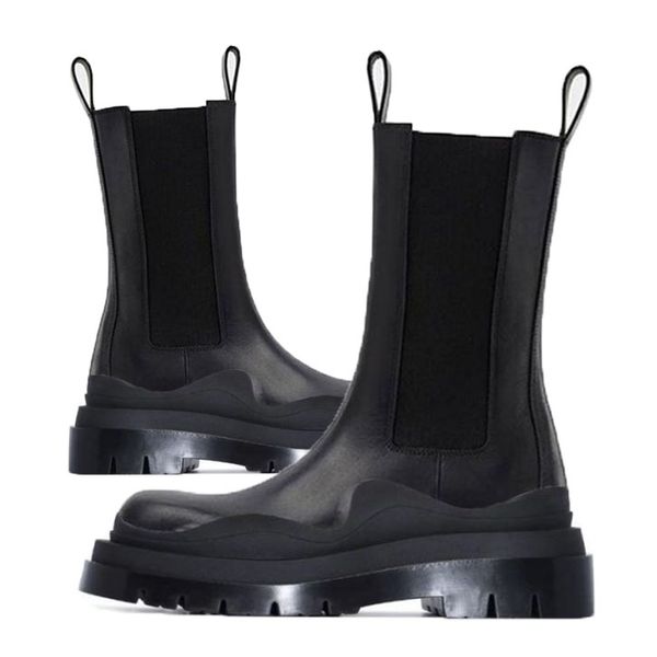 

women bottega black soles boots hipster luxury man tire leather chelsea booties men platform chunky shoes lady knight high-boots designer bo