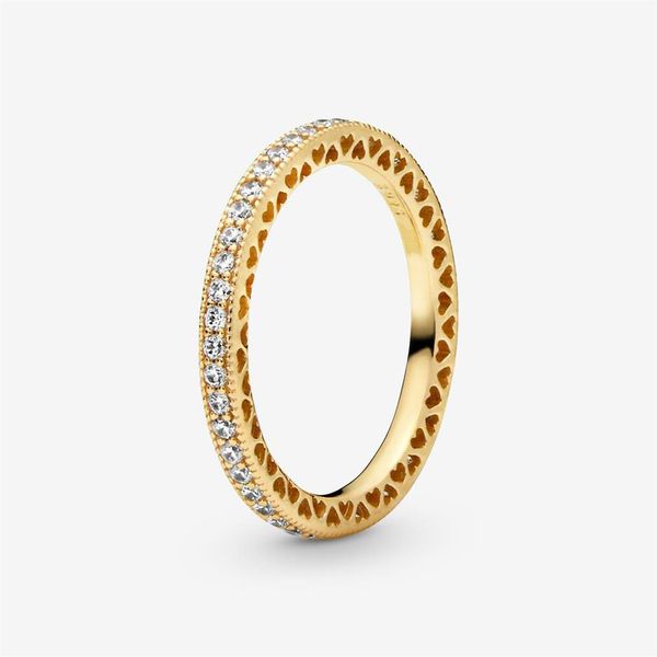 

100% 925 sterling silver 14k gold-plated sparkle & hearts rings fashion women wedding engagement jewelry accessories272b, Slivery;golden