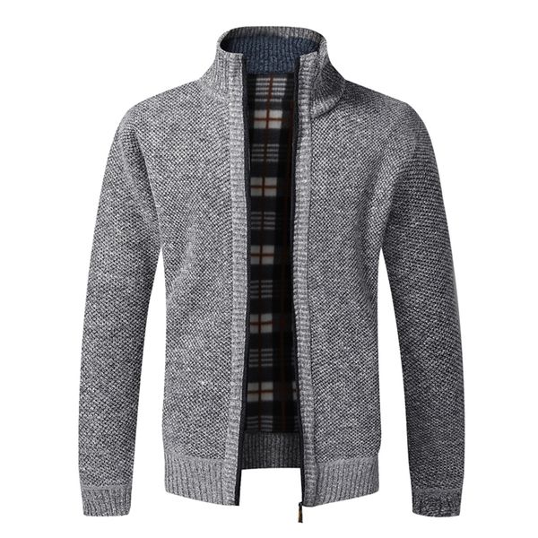 

men's jackets autumn winter slim fit stand collar zipper men solid cotton thick warm sweater 220830, Black;brown