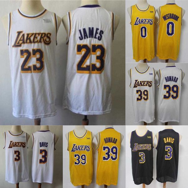 

los angeles''lakers''men jersey lebron 23 6 james 0 russell westbrook 39 dwight howard anthony 3 davis basketball jersey, Black;red