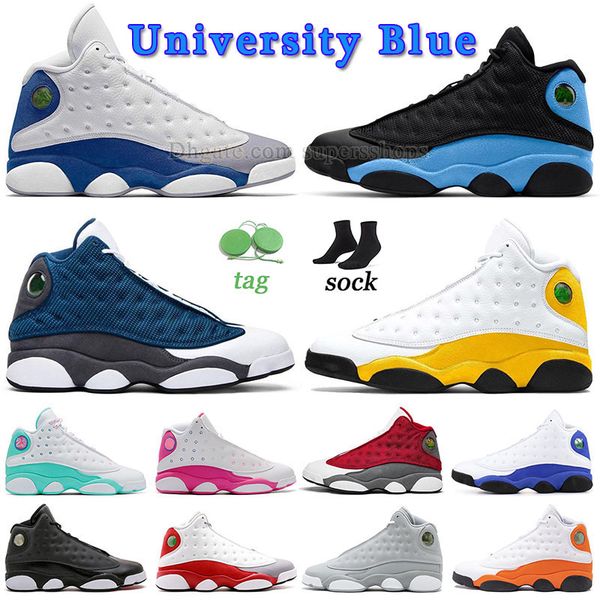 

new jumpman 13 unviersity blue 13s basketball shoes jumpman big size us 7-13 midnight navy bred atmosphere grey court purple cap and gown ol