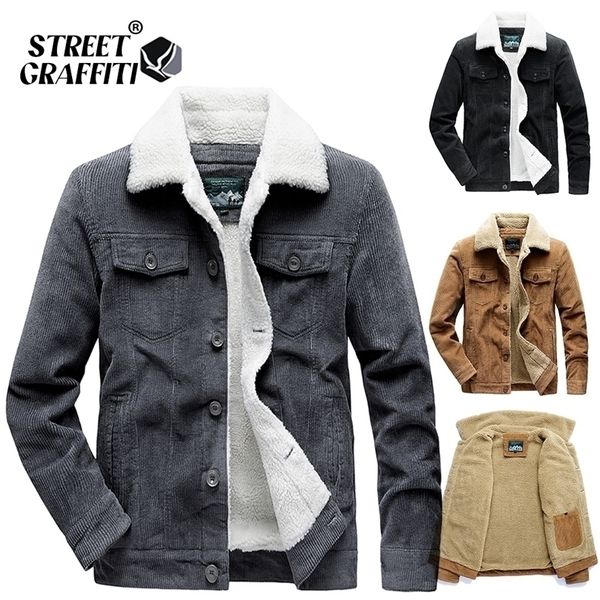 

mens jackets branded men winter corduroy jackets warm fleece coat lambswool lamb velvet parkas fashion cotton casual harajuku jacket men 220, Black;brown