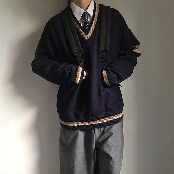 

men's sweaters couple's clothes autumn wool sweater loose coats student black color pullover v-neck cardigan cashmere knitting 220, White;black