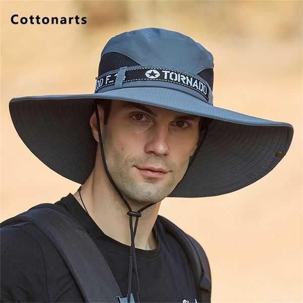 

outdoor hats classic letter embroidered breathable sunscreen fishing men's fisherman with hollow mesh panama hiking caps 220912, Black;white