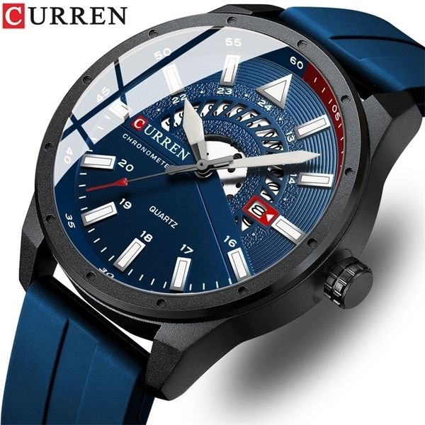 

wristwatches curren fashion men watch brand luxury waterproof sport mens watches silicone automatic date military wristwatch 220912, Slivery;brown