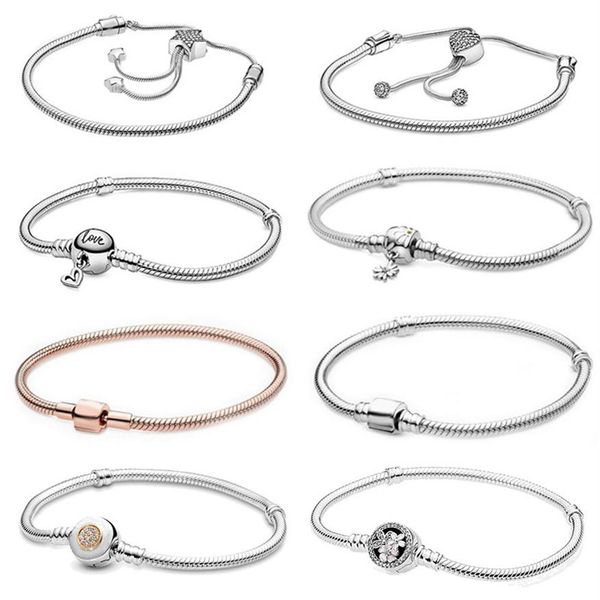 

new 100% 925 sterling silver bracelet spring heart-shaped heart statement adjustable daisy strap diy fit pandora female gift with 244z, Golden;silver