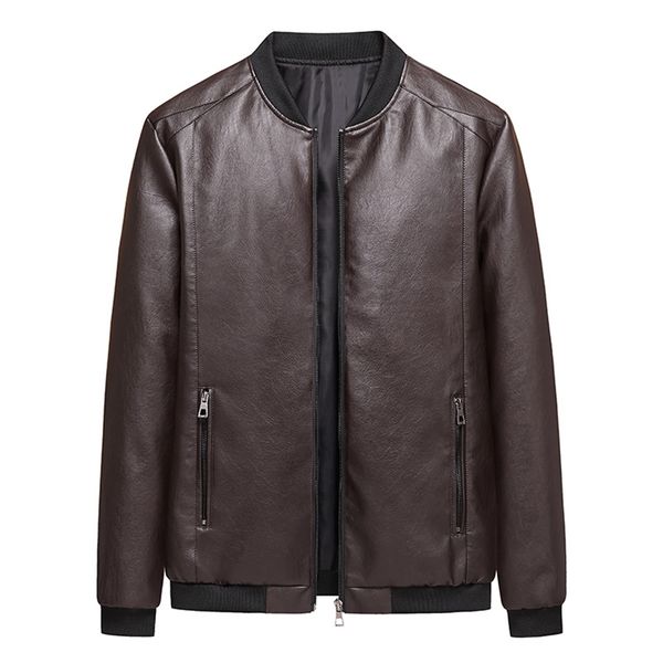 

men's leather faux leather men's classical motocycle biker streetwear jacket winter thick men leather jacket motor autumn zipper j, Black