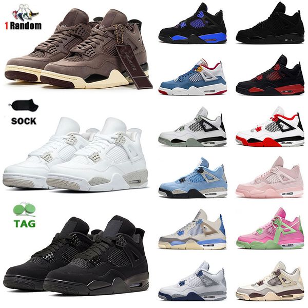 

4s black cat classic basketball shoes mens women jumpman 4 white oreo violet ore messy room unc fire red thunder sail off bred noir military