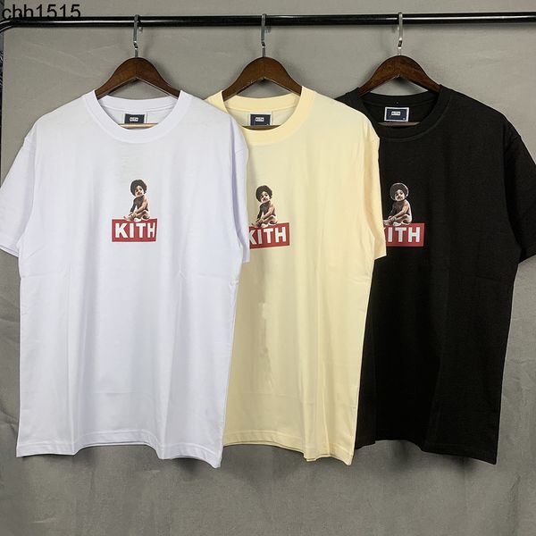 

kith2022 loose fashion casual t shirt street simple rap explosive head printed t-shirt men, White;black