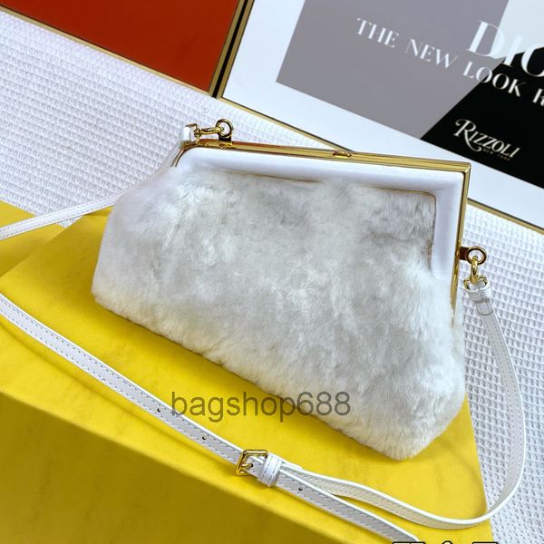 

designer bags fur rabbit clutch bag women handbag purse winter furry shoulder crossbody bags fashion letter clasp detchable strap golden har
