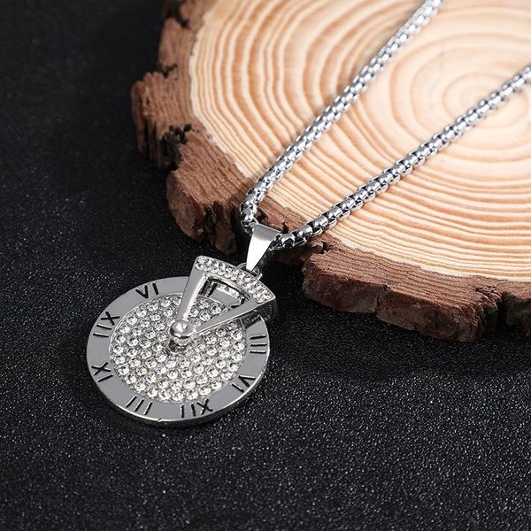 

necklaces bracelet designer jewelry rotary disc triangle hour-hand pendant hip-hop sweater chain roman pendants, Silver