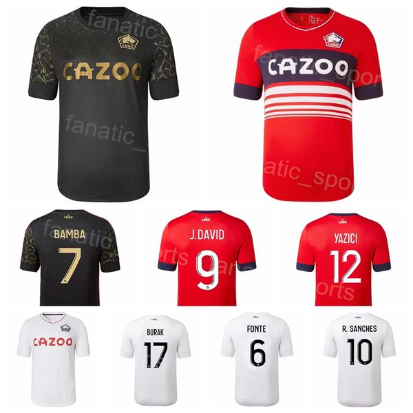 

lille soccer 28 reinildo mandava jerseys 22-23 club 7 jonathan bamba 6 jose fonte 12 yusuf yazici 9 jonathan david 17 burak yilmaz 10 ikone, Black;yellow