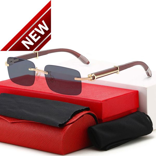 

luxury carti men's sunglass wooden leg bow sunglass composite metal framels optical frame classic rectangular square gold digner women&, White;black