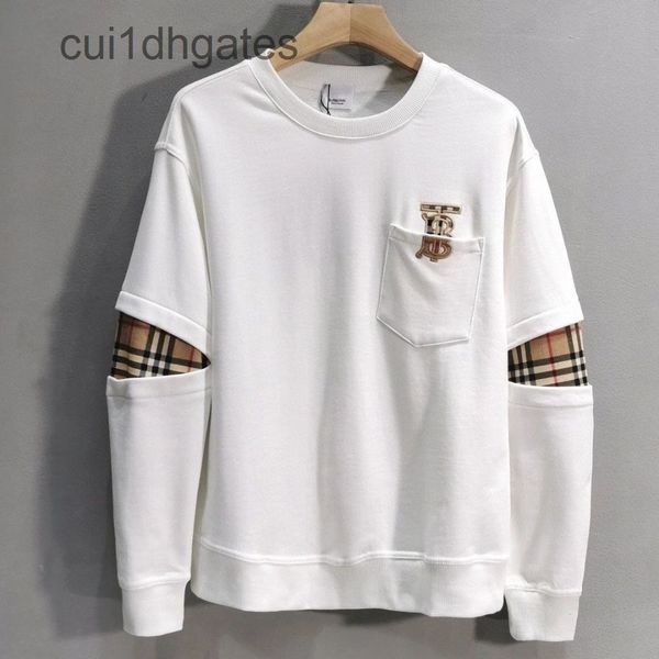 

2022 brand burb hoodies price 2022 autumn winter new tb embroidered stripe check stitched sleeve sweater round, Black