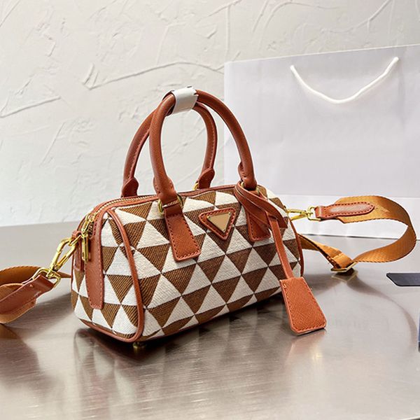 

canvas pillow bag women handbag purses men mini package fabric embroidery crossbody bags bottom rivet removable shoulder strap re-nylon lini