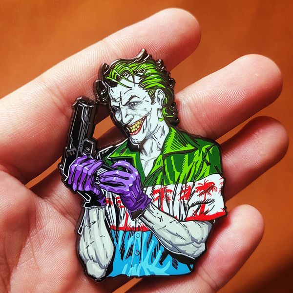 

brooch clown rare enamel metal pin badge dc comics collectible gift, Gray
