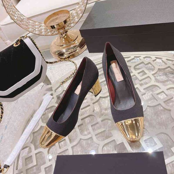 

dress shoes temperament celebrities single shoes women's autumn sheepskin thick heel leather round head light mouth color matching high, Black