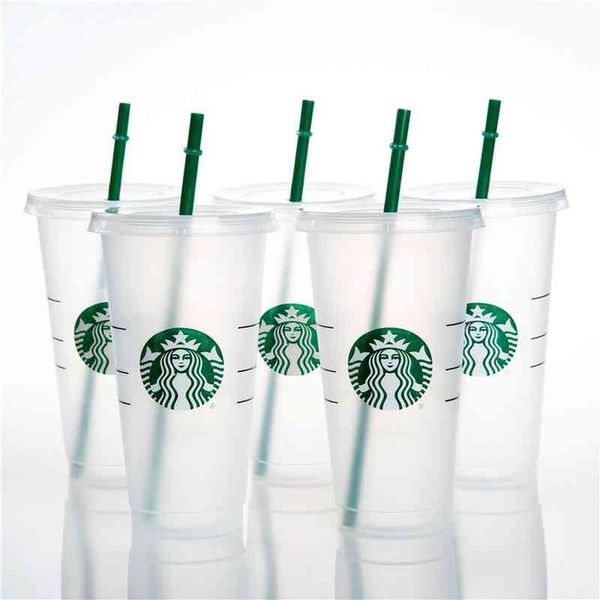 

mugs dhl mermaid goddess starbucks 24oz/710ml plastic mugs tumbler reusable clear drinking flat bottom pillar shape lid straw cups mug