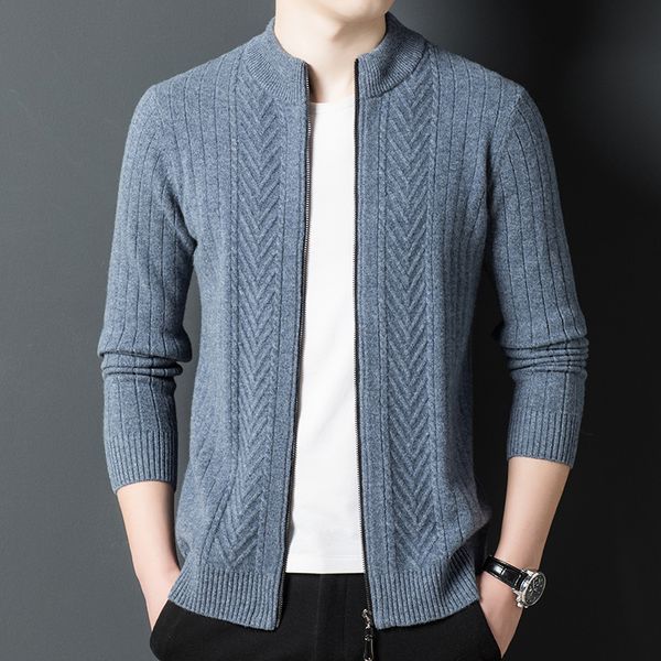 

men s sweaters autumn winter cashmere sweater men s autumn zipper crew neck cardigan coat thickened wool 220912, White;black