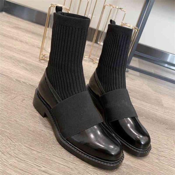 

boots elastic thin boots net red martin british wind blown street super fire small short thick soled chelsea women, Black