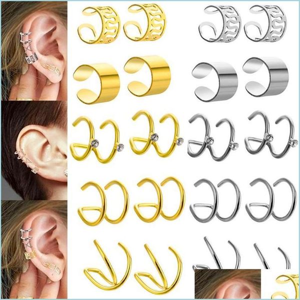 

clip on screw back clip-on screw back 12pcs clip on ear cuff earrings fake cartilage lot non piercing sets for women giftclip-on d dheze, Silver