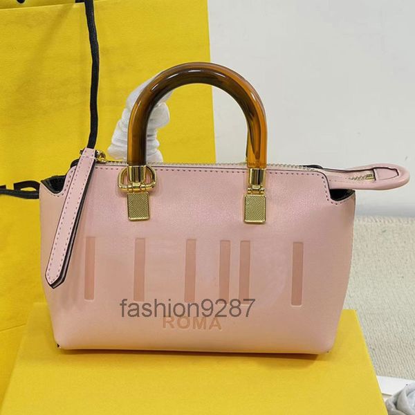 

cowhide boston mini bag plain crossbody bags women handbag pochettes genuine leather tortoise glass handle letter gold hardware detachable s