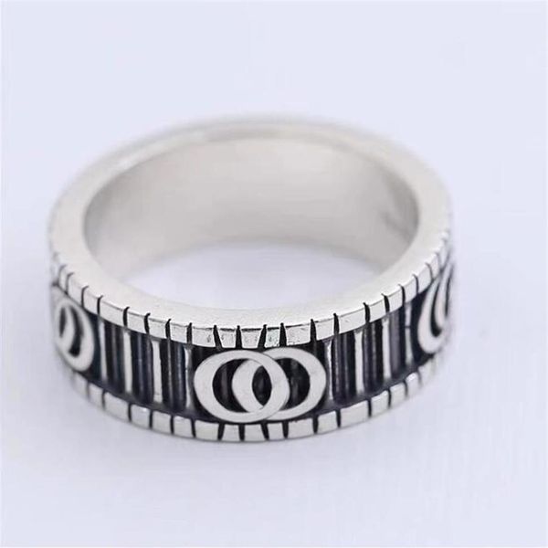 

2021 new mens width fashion brand vintage ring engraving couples wedding jewelry gift love rings bague267v, Silver