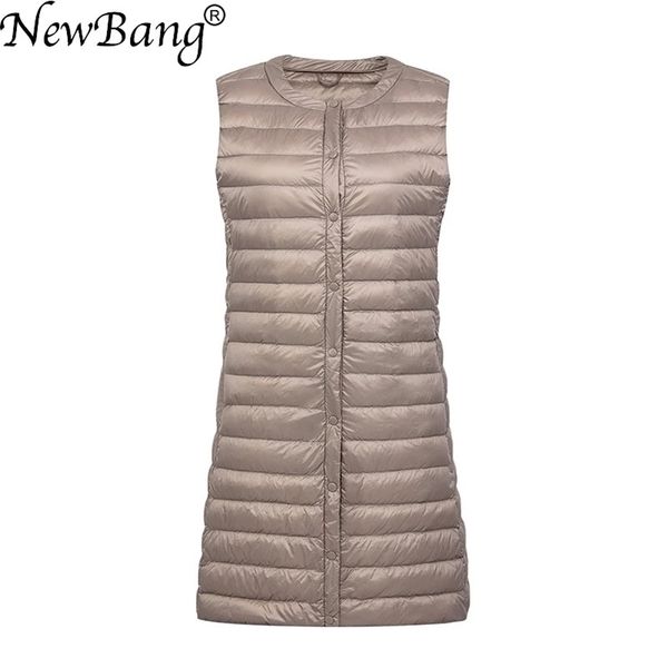 

women's vests bang brand ultra light down vest women long vest windproof lightweight warm waistcoat female down coat long slim sleevele, Black;white