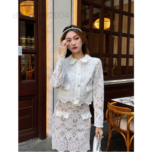 

skirts designer high version sp2022 early autumn new heavy industry water-soluble flower lace high waist slim hip wrap skirt female at4i, Black