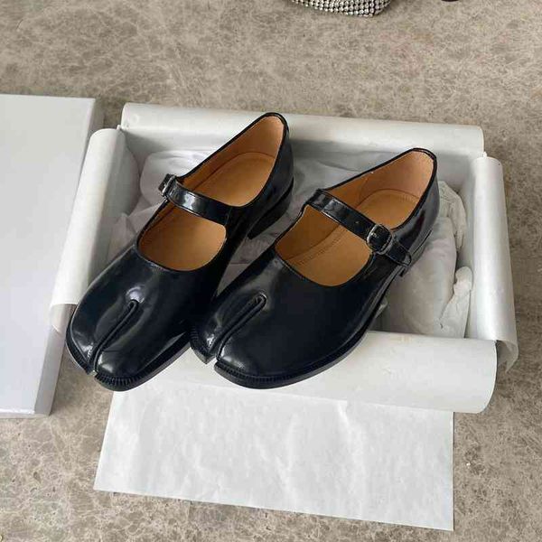 

shoes split dress toe mary jane women's shoes horseshoe straight button open beads black real leather flat sole single pig waist saxt