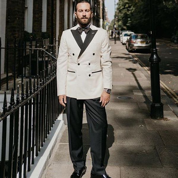 

handsome double-breasted jacket men suits groom tuxedos groomsmen wedding prom man blazer color optional 11, Black;gray