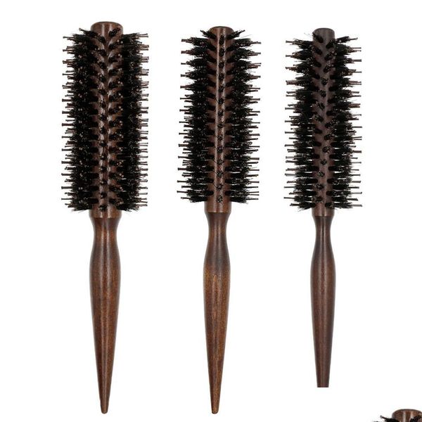 

hair brushes anti static boar bristle straight twill brush hairdressing round wooden hair comb for curly hair268l drop delivery 2021 dhc03, Silver
