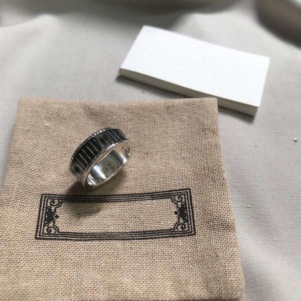 

925 sterling silver bar european american fashion ring vertical pattern vintage old black male female couple gift assembly ribbon 305t