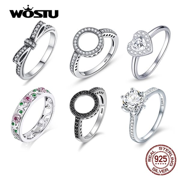 

wedding rings wostu real 925 sterling silver lucky circle finger for women heart cz fashion jewelry gifts drop 220912, Slivery;golden