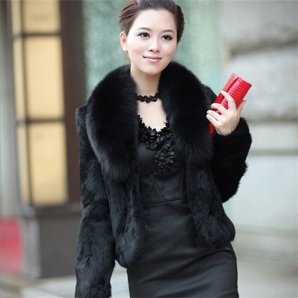 

women's fur faux short coats coat high waist fashion slim black wine red white jacket fake rabbit 220912