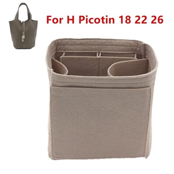 

cosmetic bags cases fits for h picotin 18 insert organizer makeup bucket luxury handbag portable base shaper for women handbag 220909