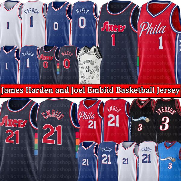 

jersey basketball''nba''joel 21 embiid james 1 harden tyrese 0 maxey jersey''philadelphia''76ers&#03, Black;red