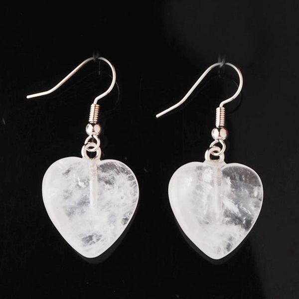 

romantic creativity love heart natural amethyst stone dangle drop earrings for women engagement party jewelry bw918, Silver